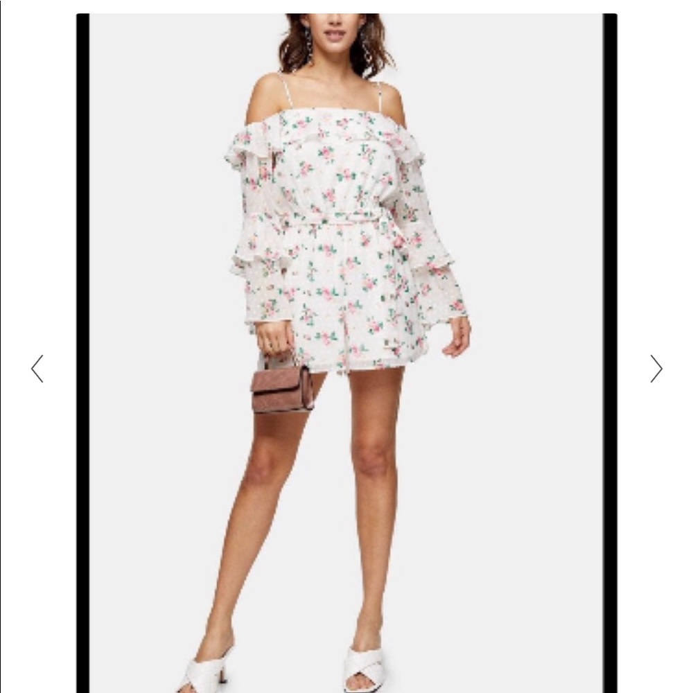 New Top Shop floral romper shorts sz 2